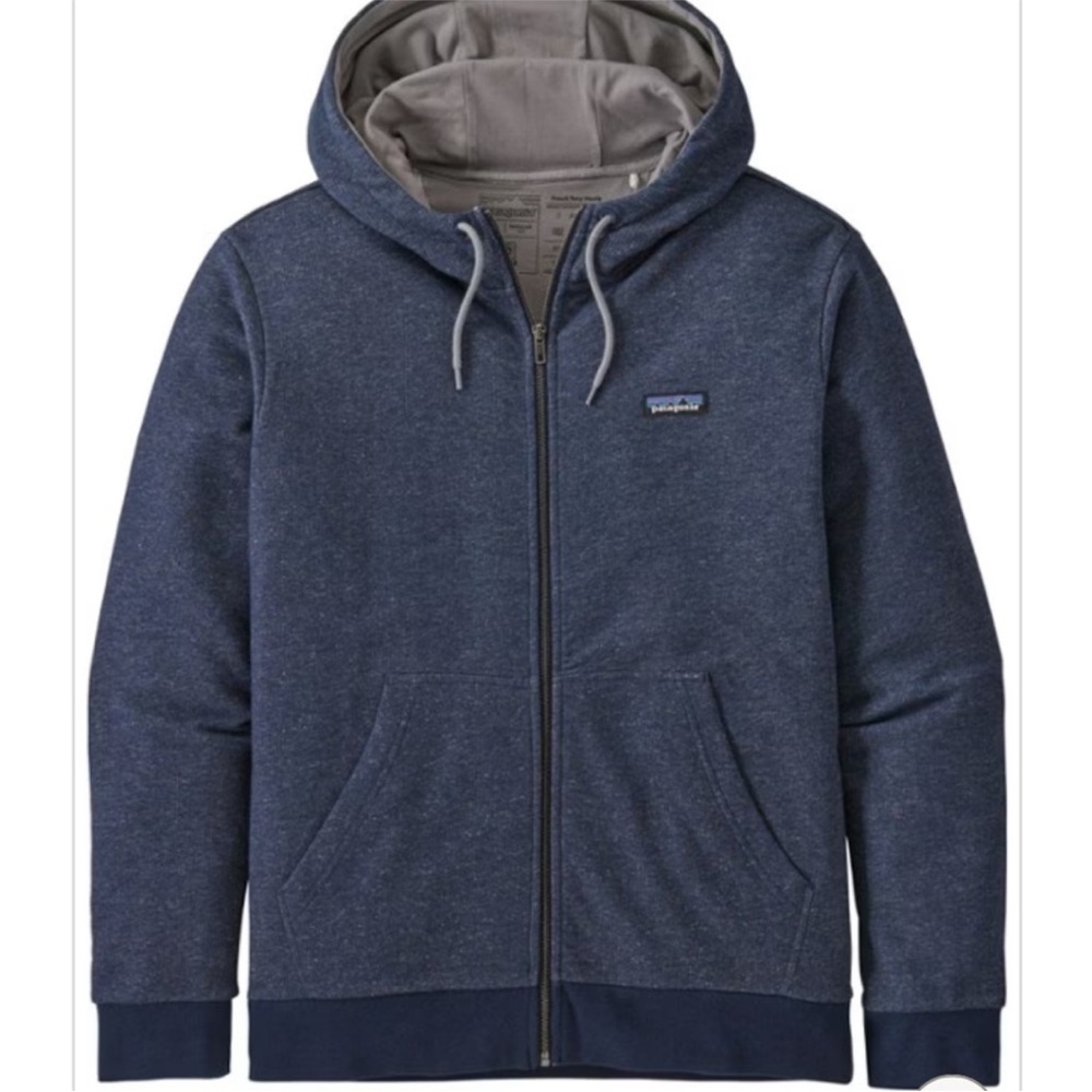 Patagonia P-6 Label French Terry Full-Zip Hoody navy blue jacket organic size XL